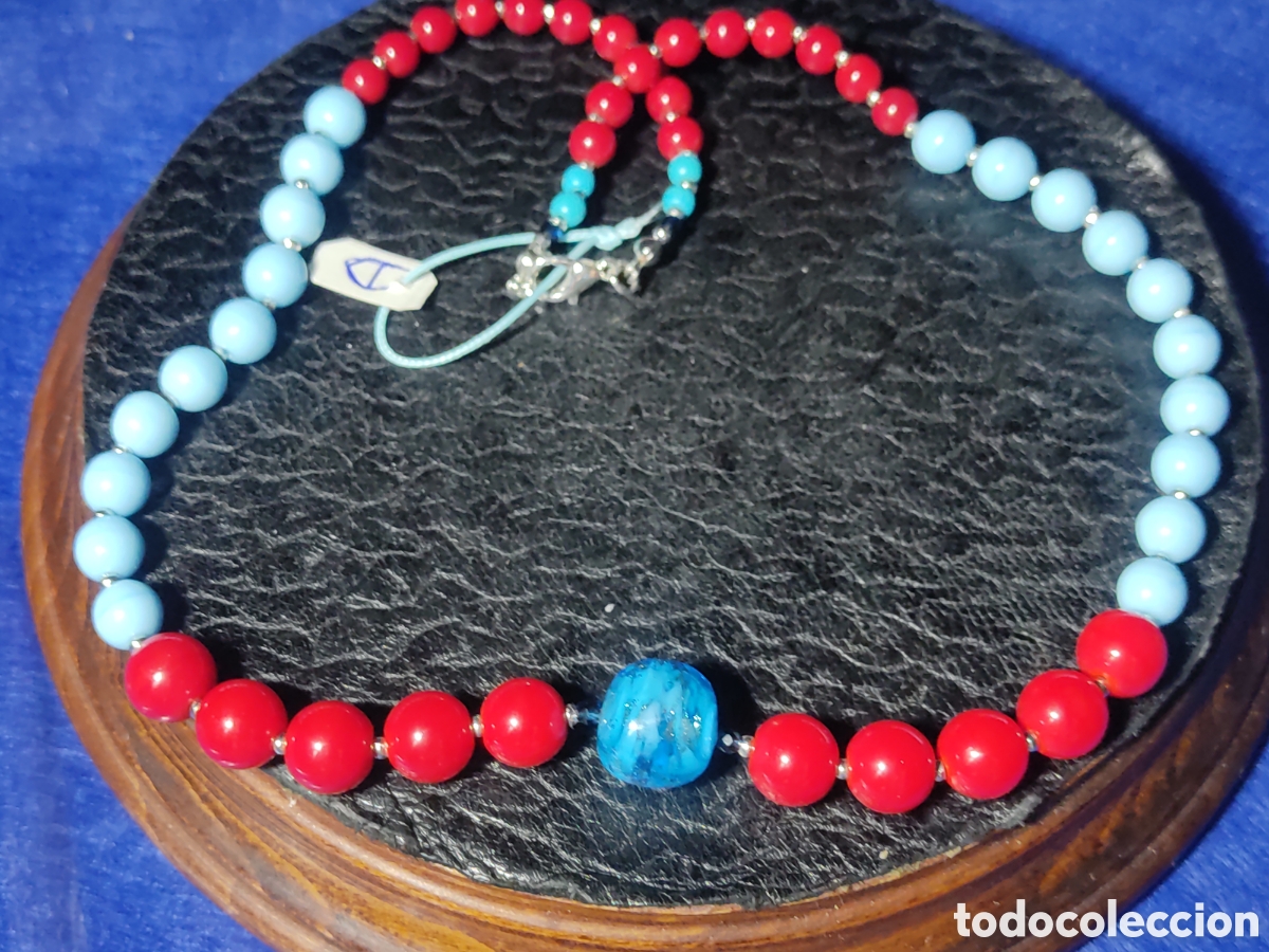 Joyeria: Collar de coral rojo,opalina y bola de cristal de Murano. *D* - Foto 5