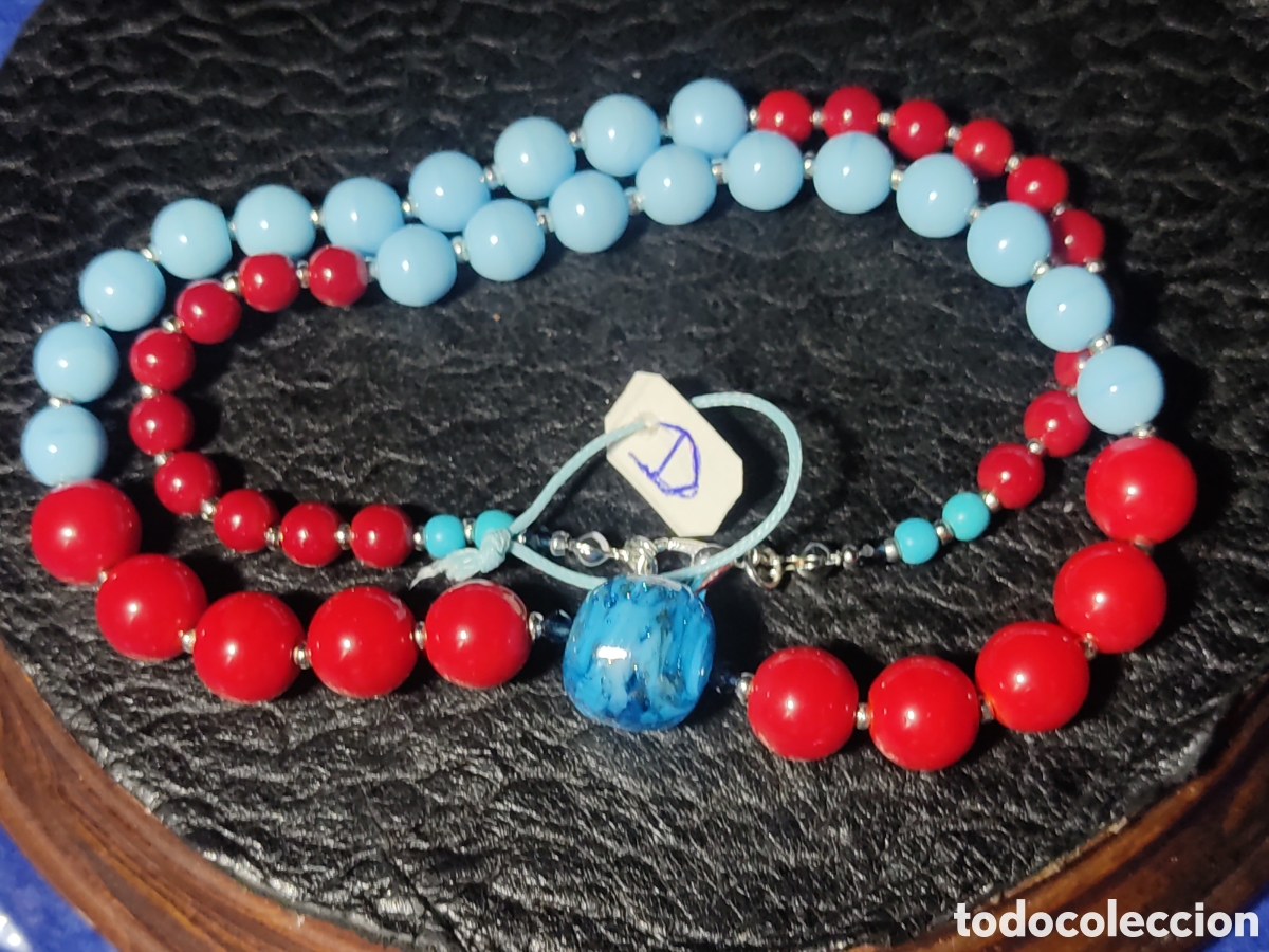 Joyeria: Collar de coral rojo,opalina y bola de cristal de Murano. *D* - Foto 1