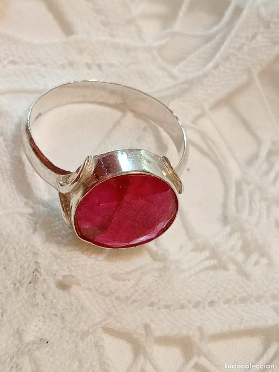 Joyeria: ANILLO DE RUB&Iacute; NATURAL Y PLATA MACIZA DE LEY (SIN USAR) - Foto 4