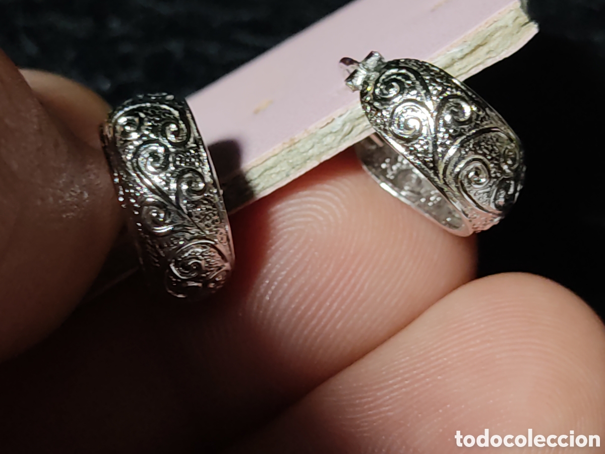 Joyeria: Pendientes aros repujados rodiados. - Foto 4