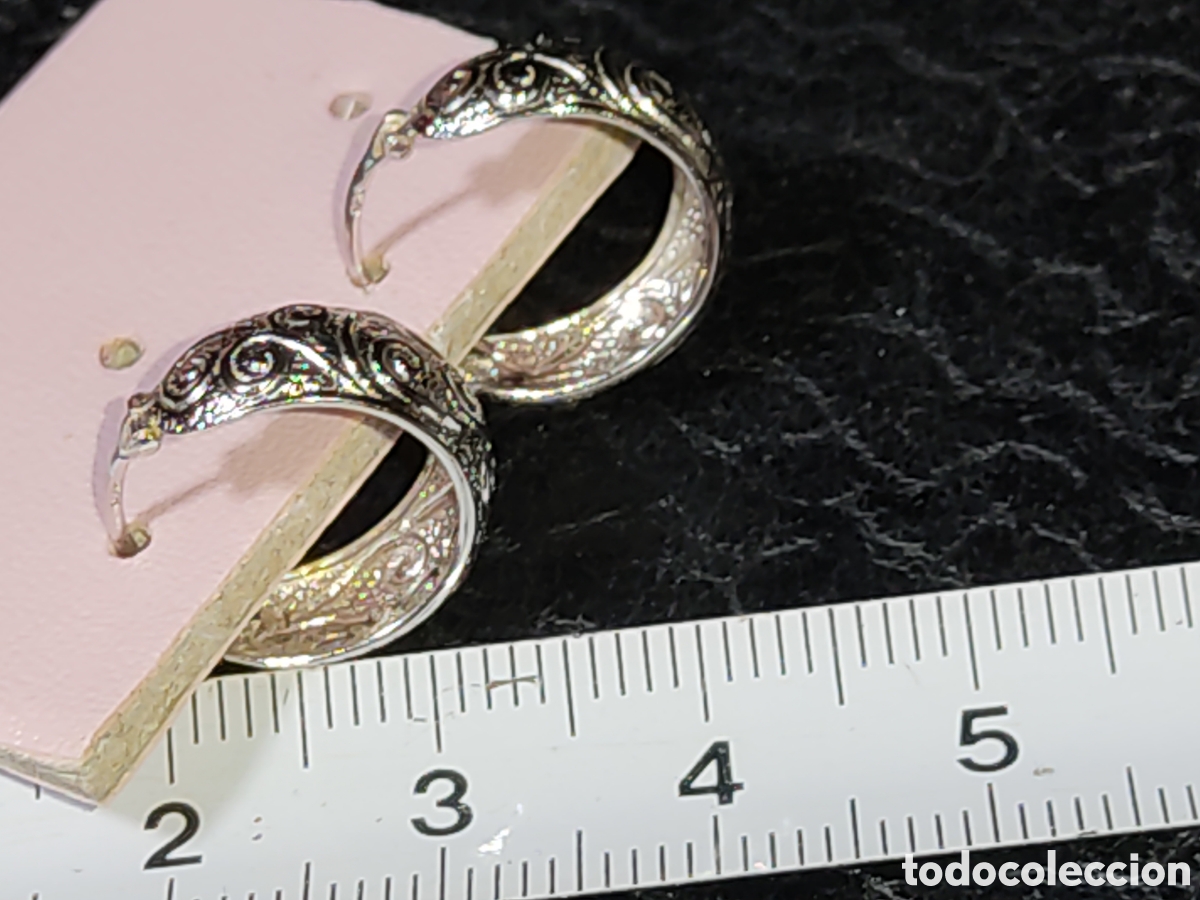 Joyeria: Pendientes aros repujados rodiados. - Foto 6