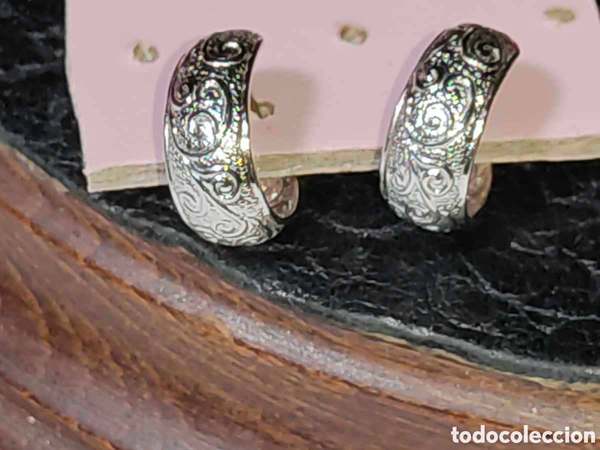 Joyeria: Pendientes aros repujados rodiados. - Foto 1