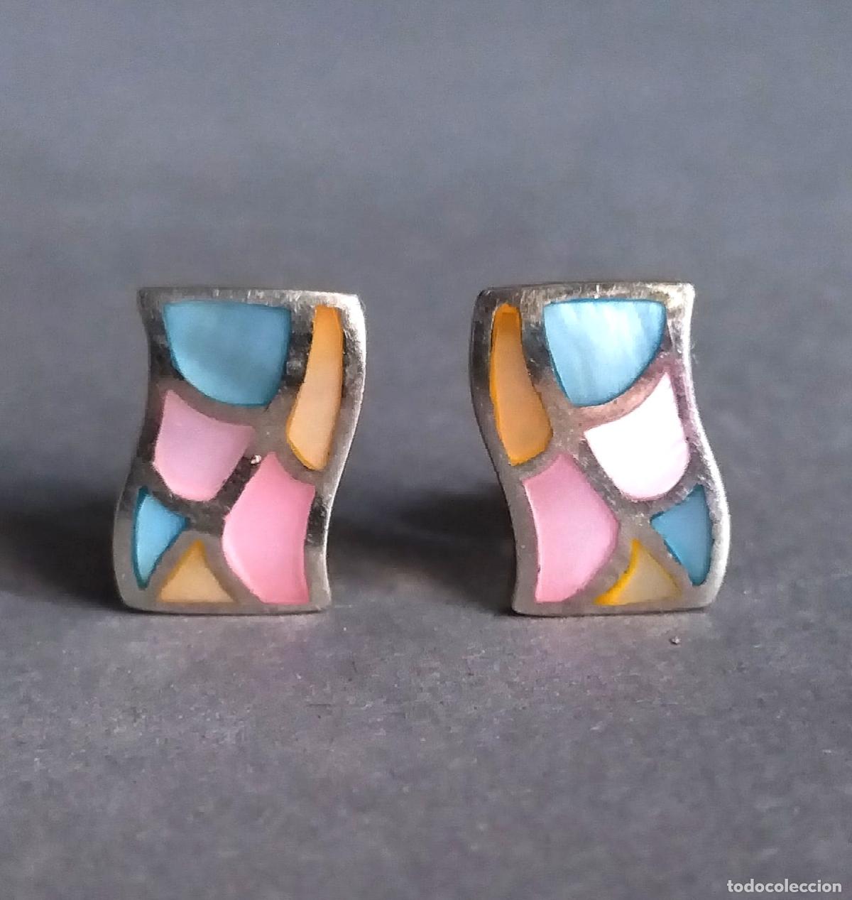 Joyeria: Pendientes de plata de ley con n&aacute;car. - Foto 1