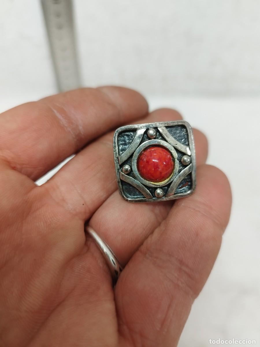 Joyeria: Antiguo anillo con piedra roja a identificar. - Foto 3
