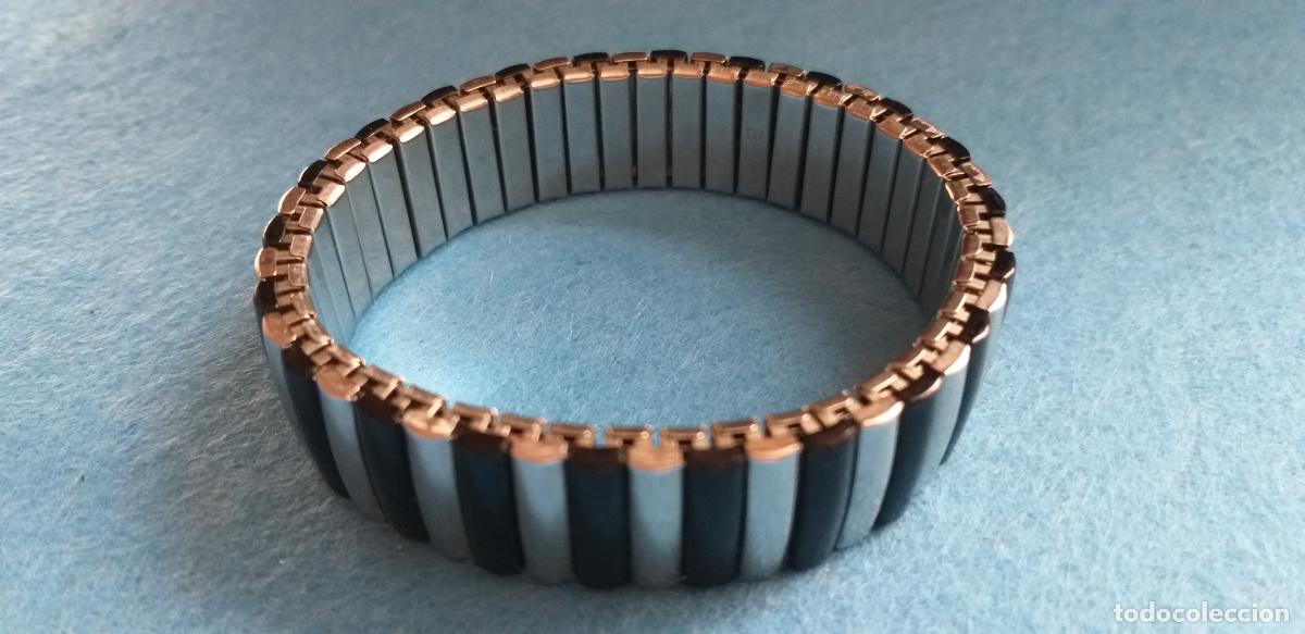 Joyeria: Pulsera plateada y negro. El&aacute;stica - Foto 2