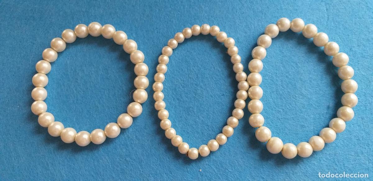 Joyeria: TRES PULSERAS. EL&Aacute;STICA. IMITACI&Oacute;N DE PERLAS - Foto 3