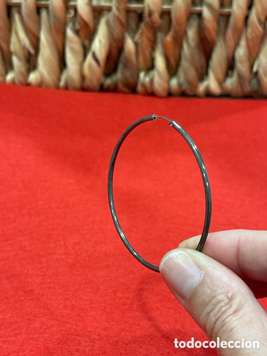 Joyeria: Pendientes de aro en plata de ley oscurecida. - Foto 2