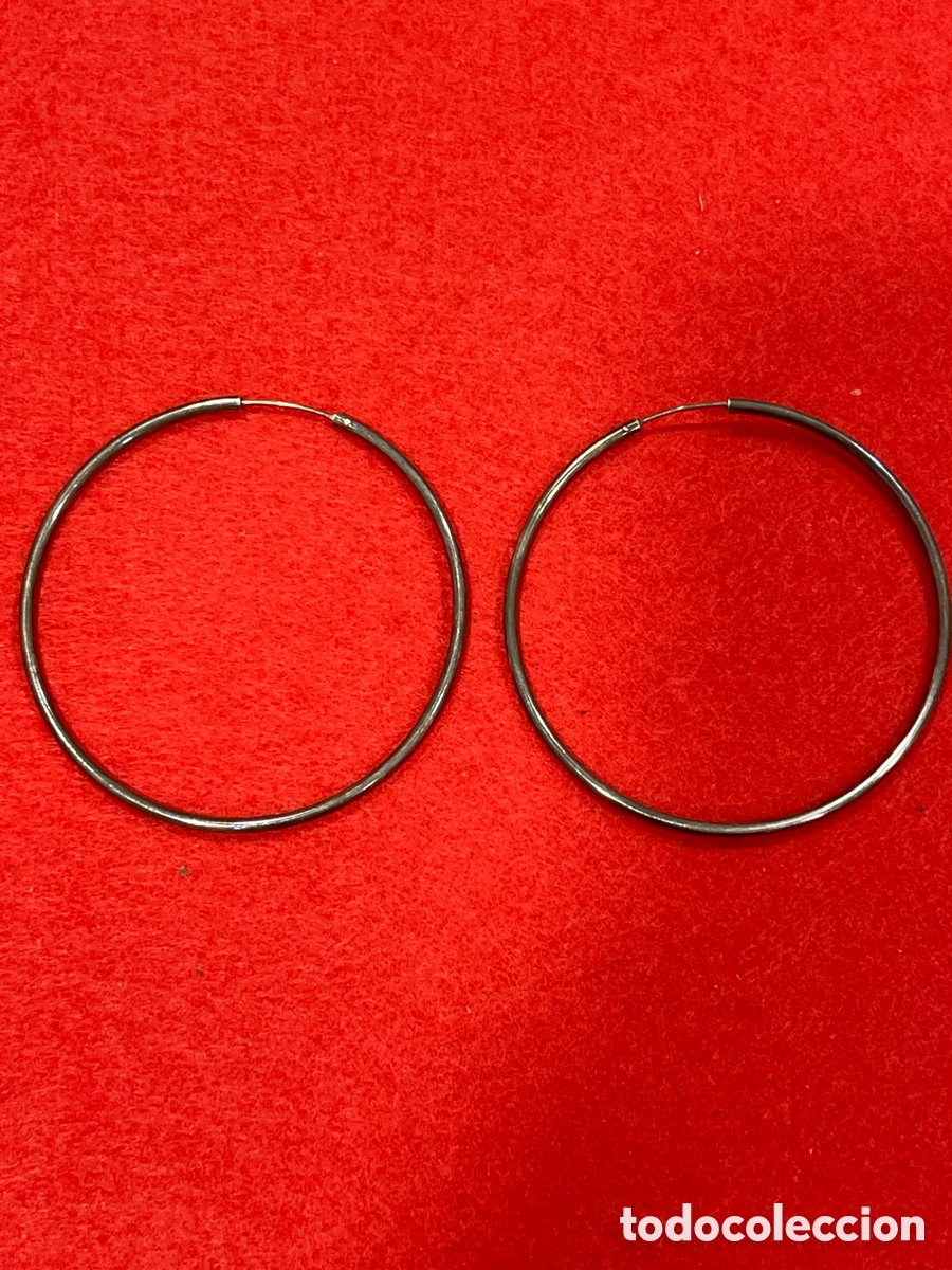 Joyeria: Pendientes de aro en plata de ley oscurecida. - Foto 1