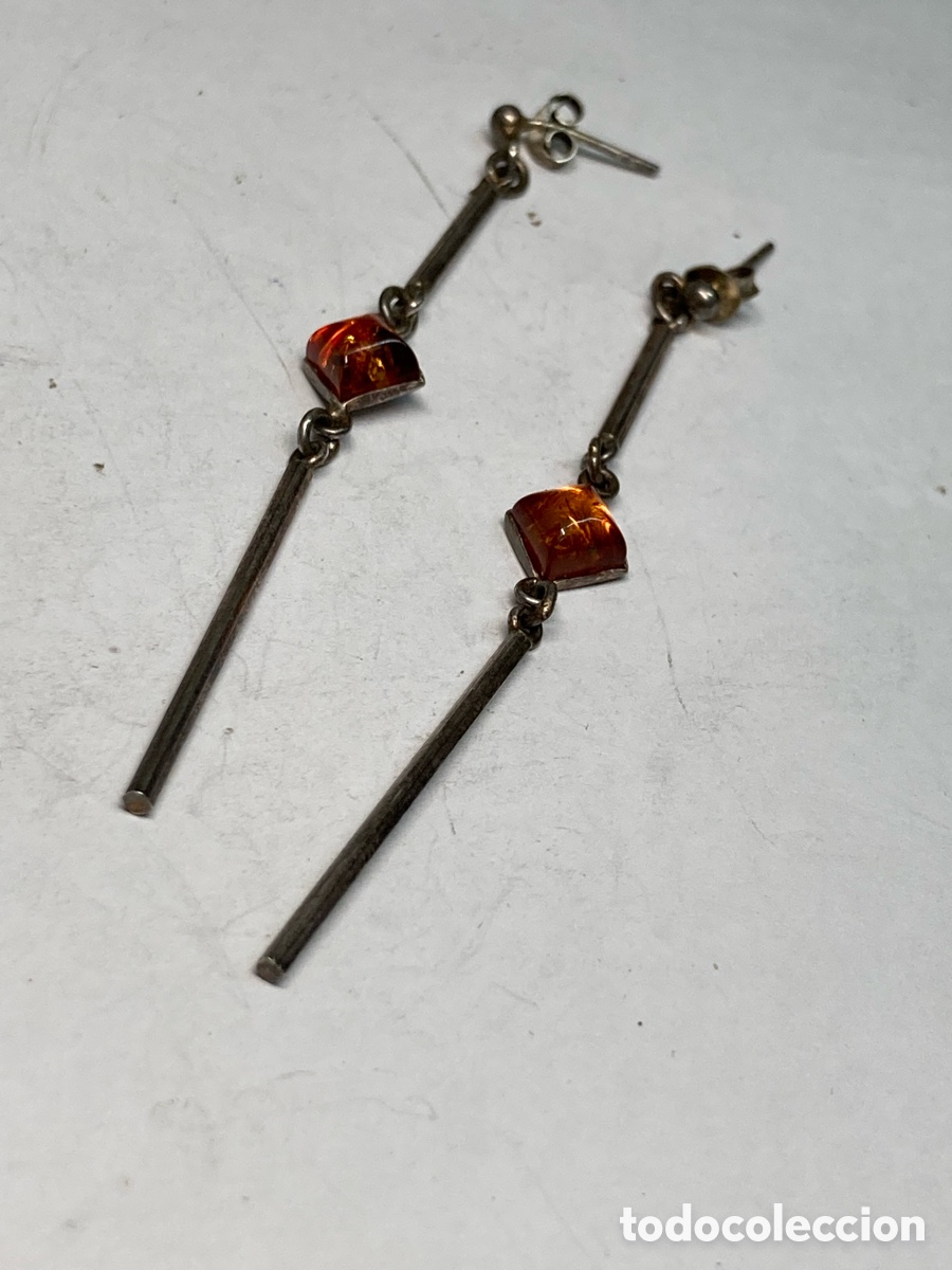 Joyeria: Pendientes de plata y ambar P165 - Foto 1