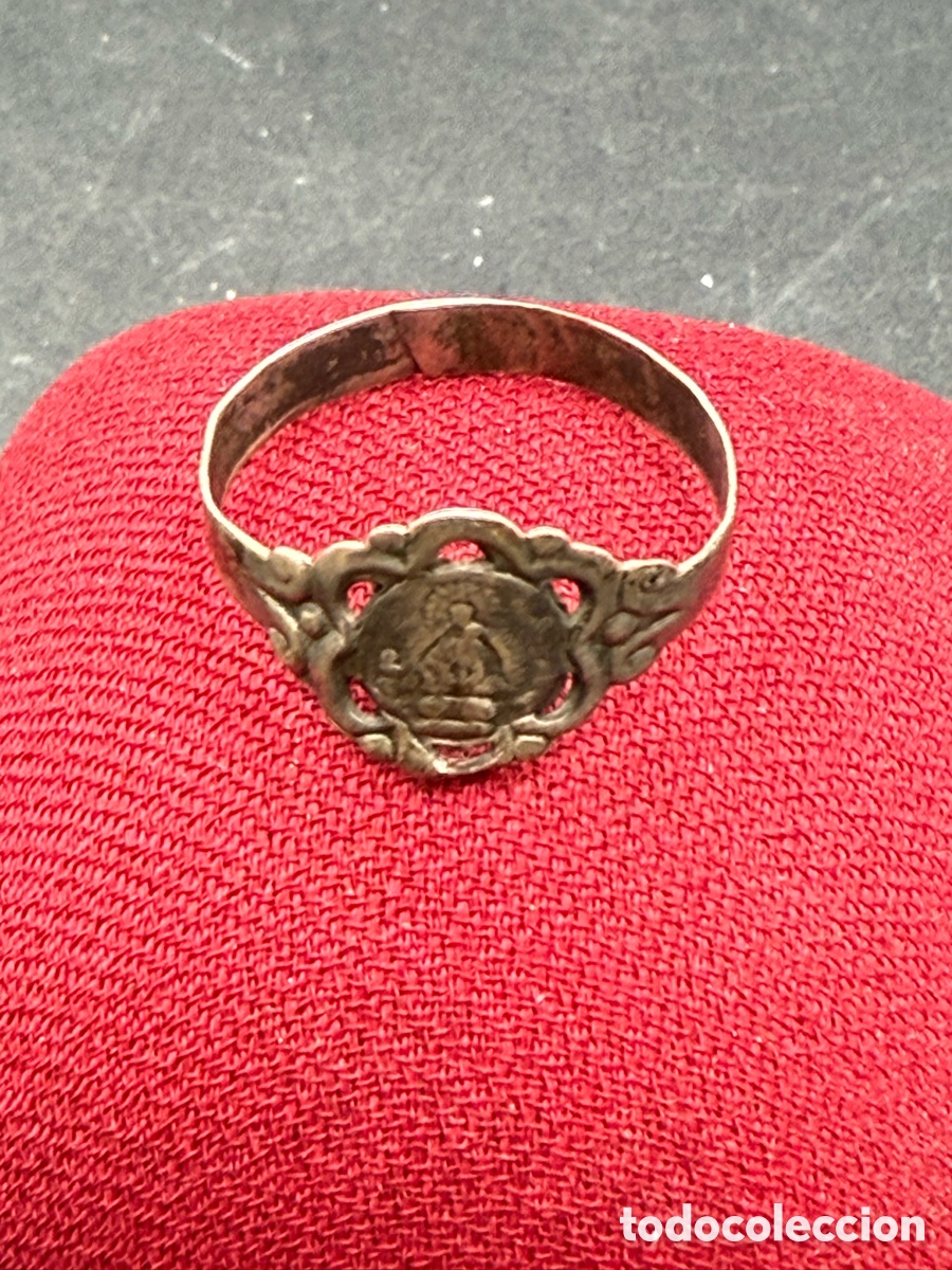 Joyeria: Anillo religioso antiguo con virgen - Foto 3