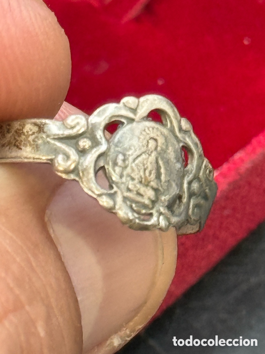 Joyeria: Anillo religioso antiguo con virgen - Foto 4