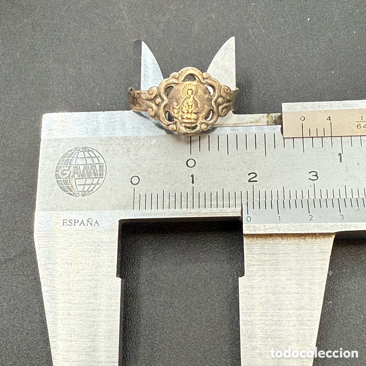 Joyeria: Anillo religioso antiguo con virgen - Foto 5