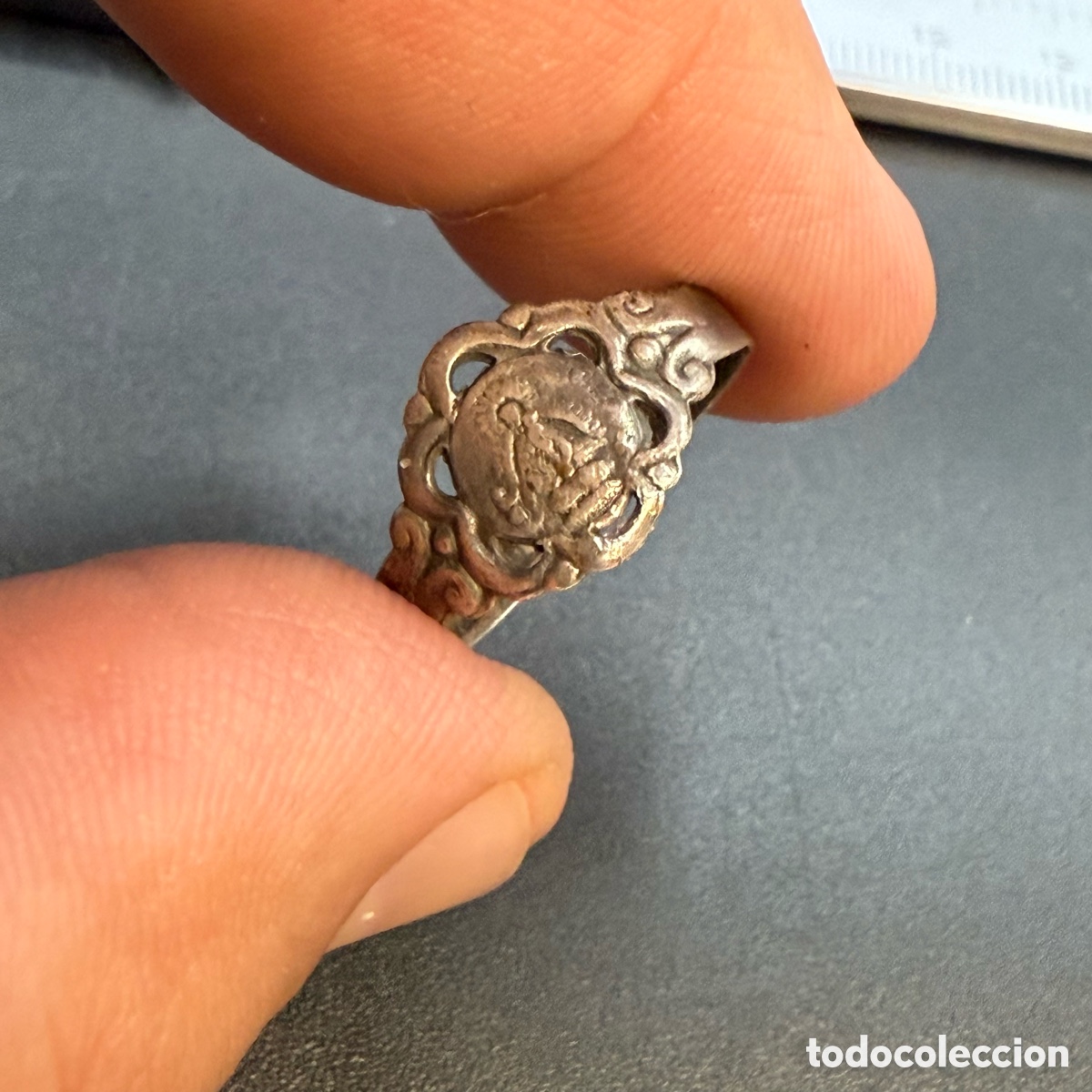 Joyeria: Anillo religioso antiguo con virgen - Foto 6