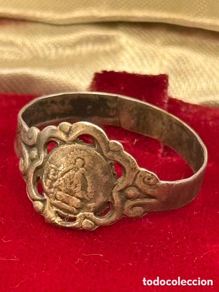 Joyeria: Anillo religioso antiguo con virgen - Foto 1