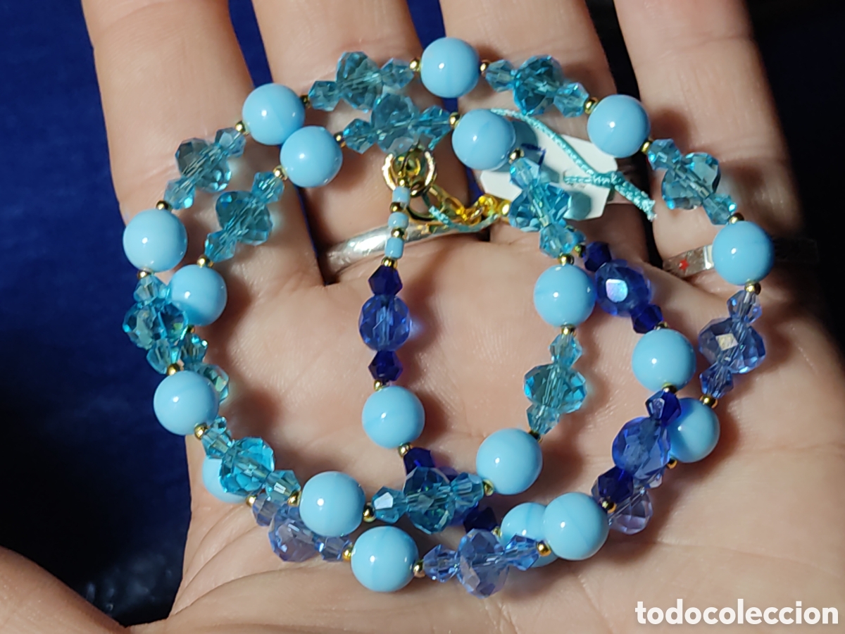 Joyeria: Collar de cristal facetado y Murano azul celeste. *E* - Foto 4