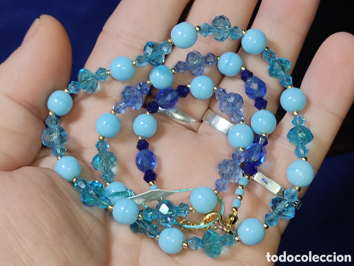 Joyeria: Collar de cristal facetado y Murano azul celeste. *E* - Foto 5