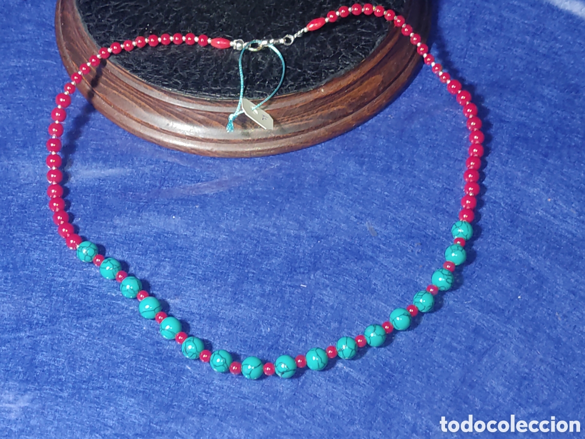 Joyeria: Collar de turquesa verde y coral. *F* - Foto 2