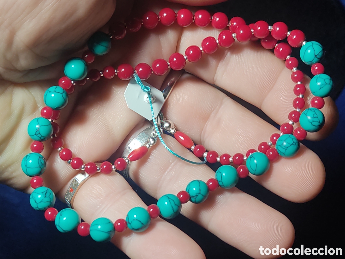 Joyeria: Collar de turquesa verde y coral. *F* - Foto 5