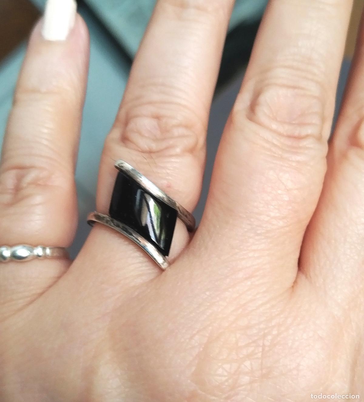 Joyeria: Anillo de plata de ley con piedra negra, &oacute;nix. - Foto 6