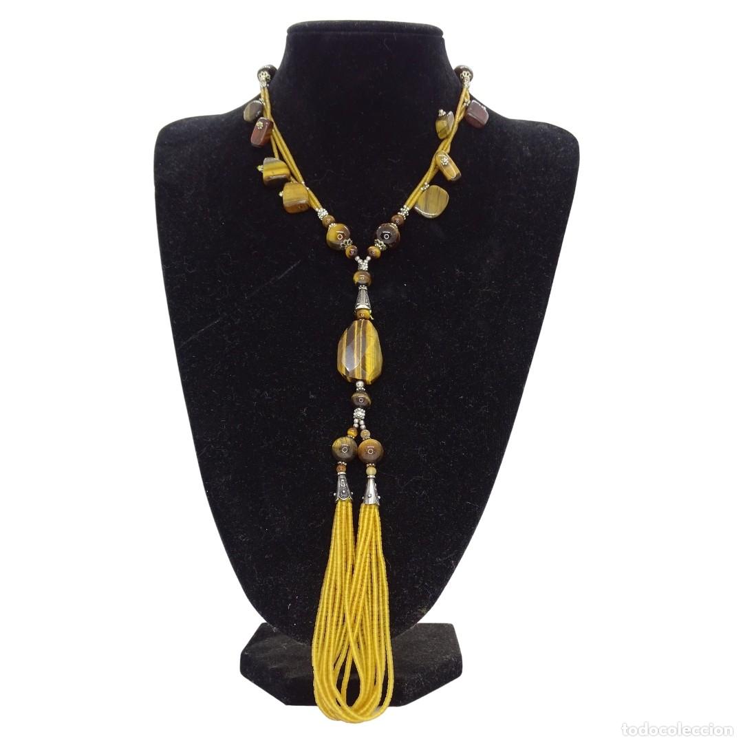 Joyeria: Collar, ojo de tigre y plata, 2000&rsquo;s - Italia - Foto 1