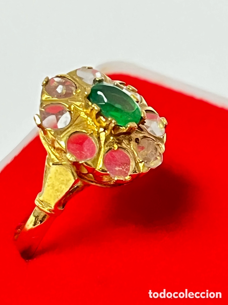 Joyeria: Sortija tipo Isabelina con roset&oacute;n chapada de oro /S239 - Foto 6