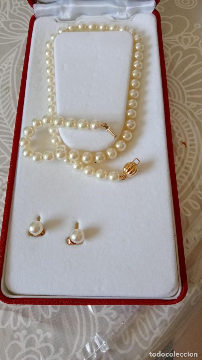 Joyeria: Gargantilla y Pendientes Perlas Oro Majorica - Foto 2
