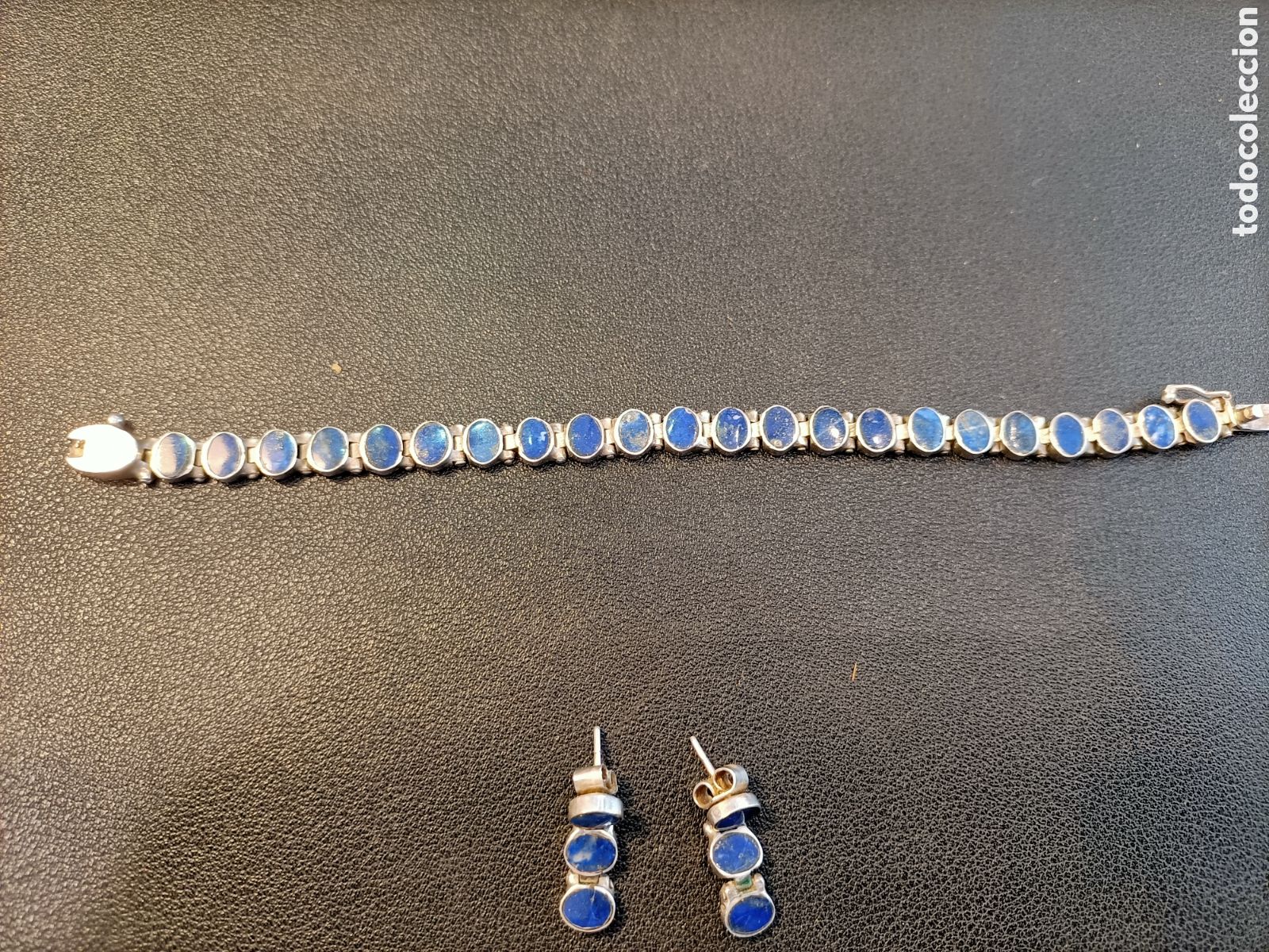 Joyeria: Conjunto de gargantilla, pulsera y pendientes de plata y lapisl&aacute;zuli. - Foto 5