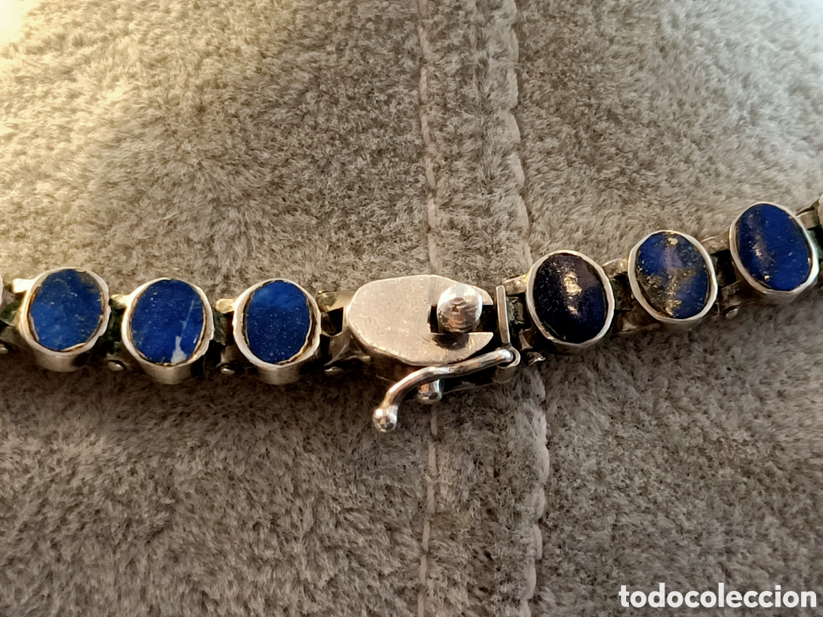 Joyeria: Conjunto de gargantilla, pulsera y pendientes de plata y lapisl&aacute;zuli. - Foto 8