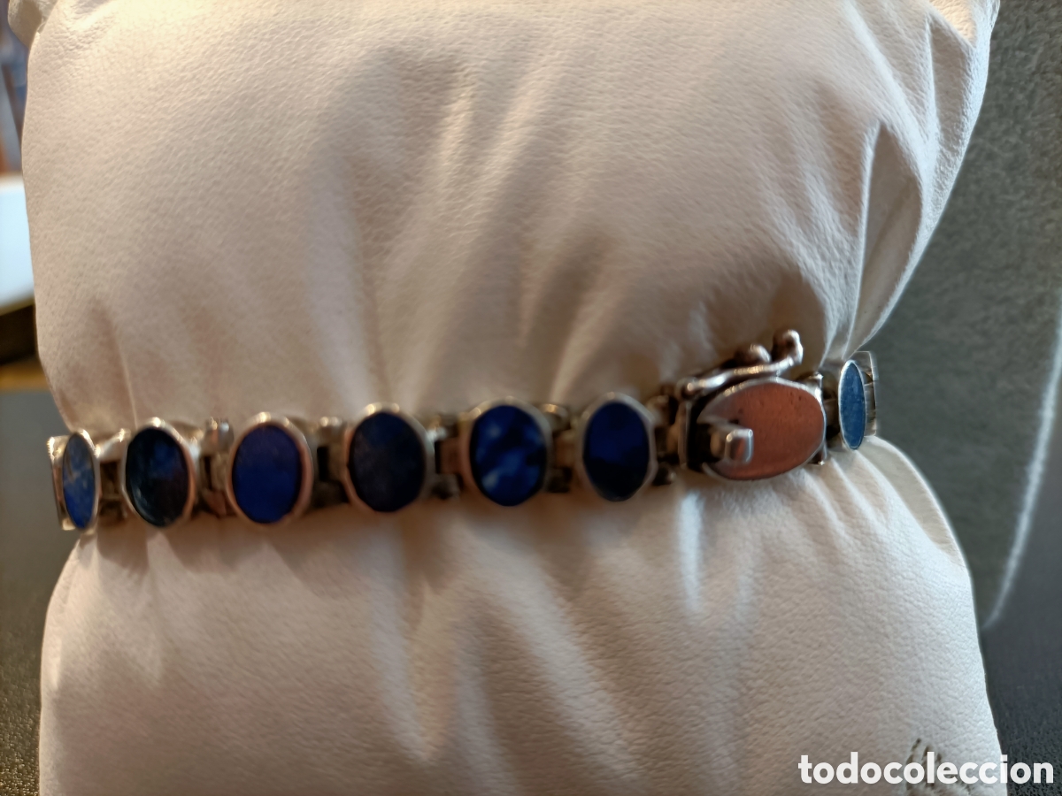 Joyeria: Conjunto de gargantilla, pulsera y pendientes de plata y lapisl&aacute;zuli. - Foto 9