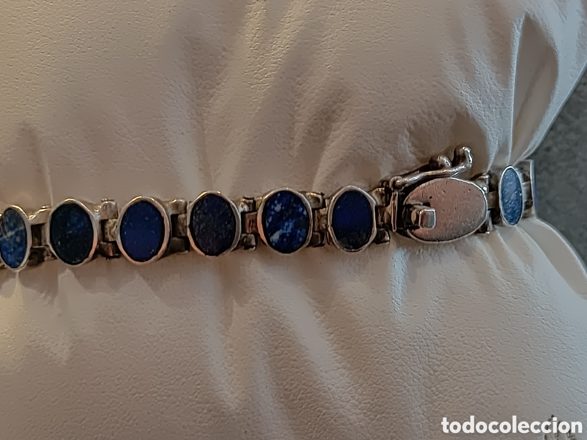 Joyeria: Conjunto de gargantilla, pulsera y pendientes de plata y lapisl&aacute;zuli. - Foto 10