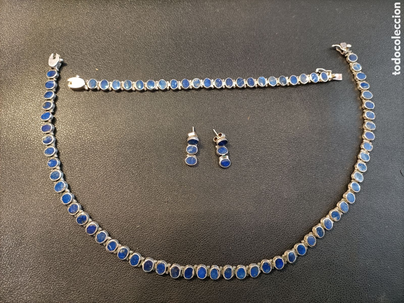 Joyeria: Conjunto de gargantilla, pulsera y pendientes de plata y lapisl&aacute;zuli. - Foto 4