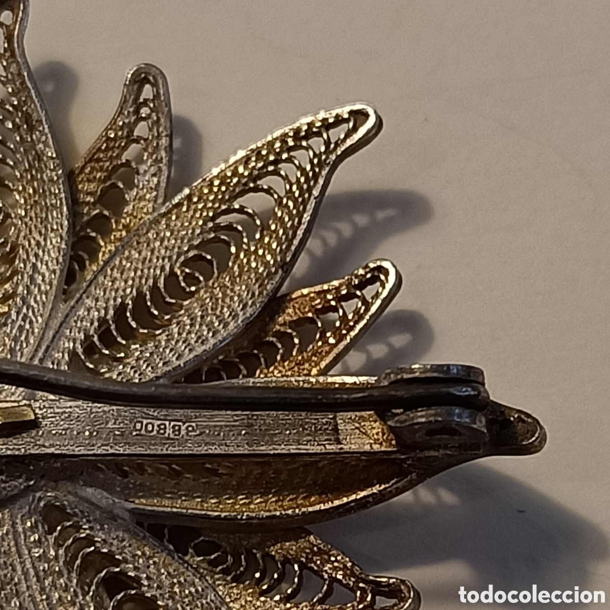 Joyeria: Broche de filigrana de plata en flor. - Foto 4