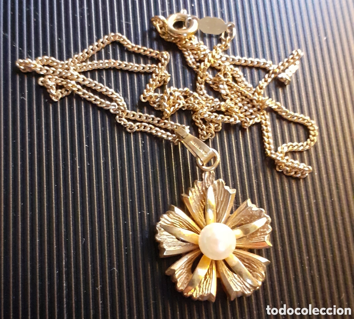 Joyeria: Colgante flor dorado con perla - Foto 2
