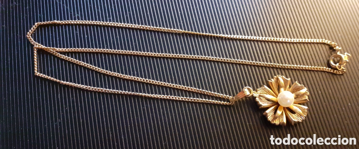 Joyeria: Colgante flor dorado con perla - Foto 4
