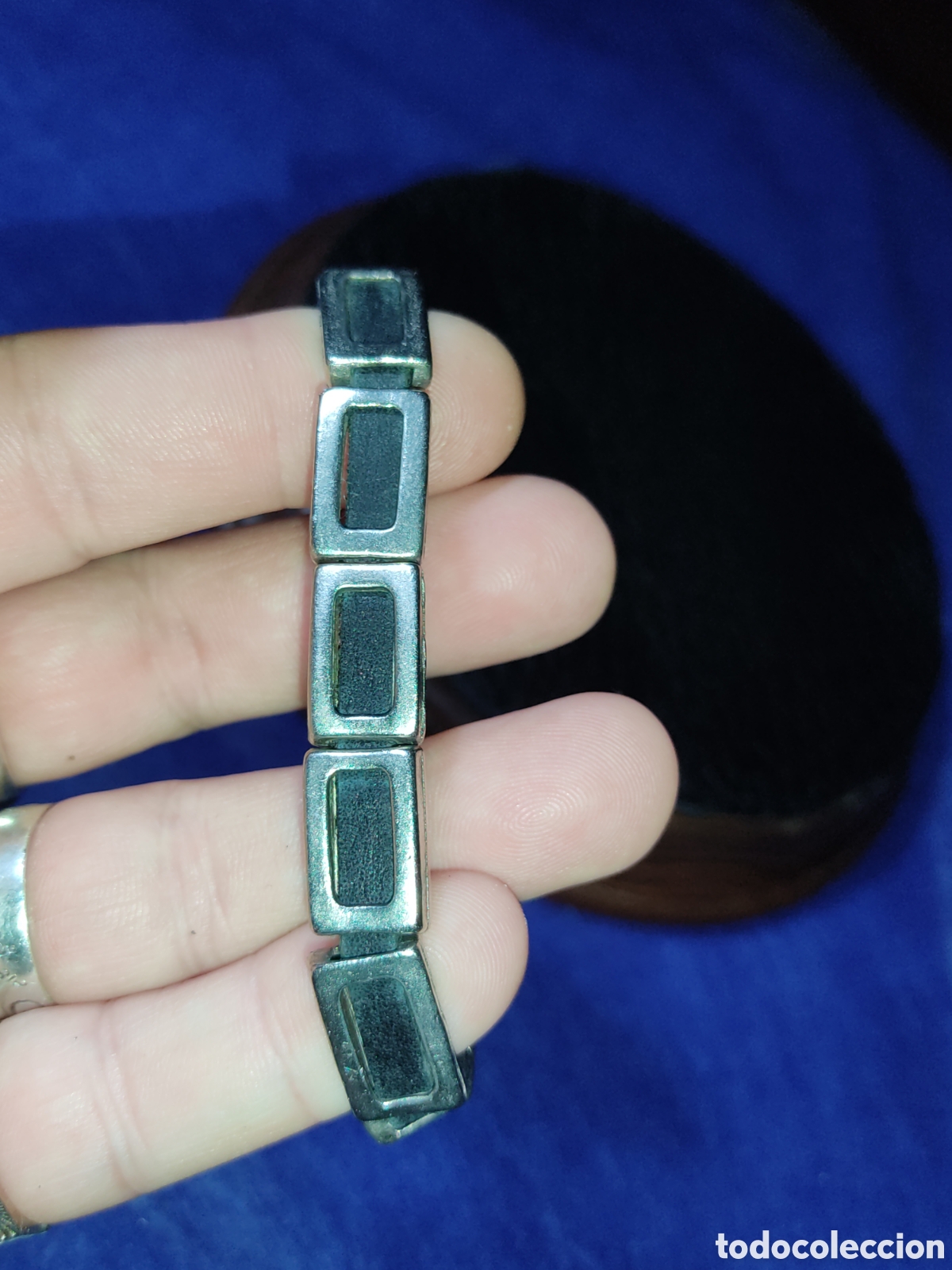 Joyeria: Pulsera plateada y cuero.Vintage. - Foto 2