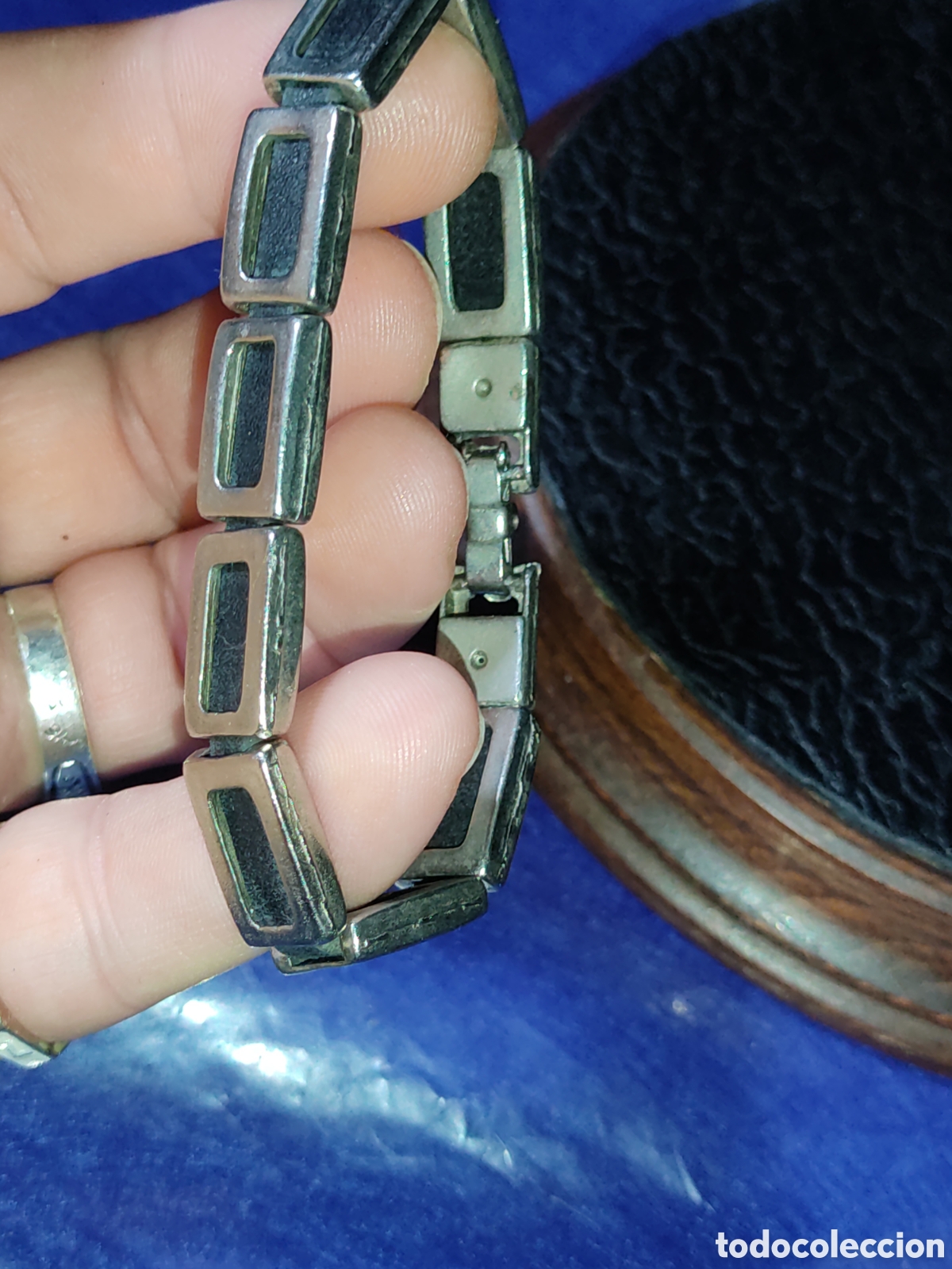 Joyeria: Pulsera plateada y cuero.Vintage. - Foto 5