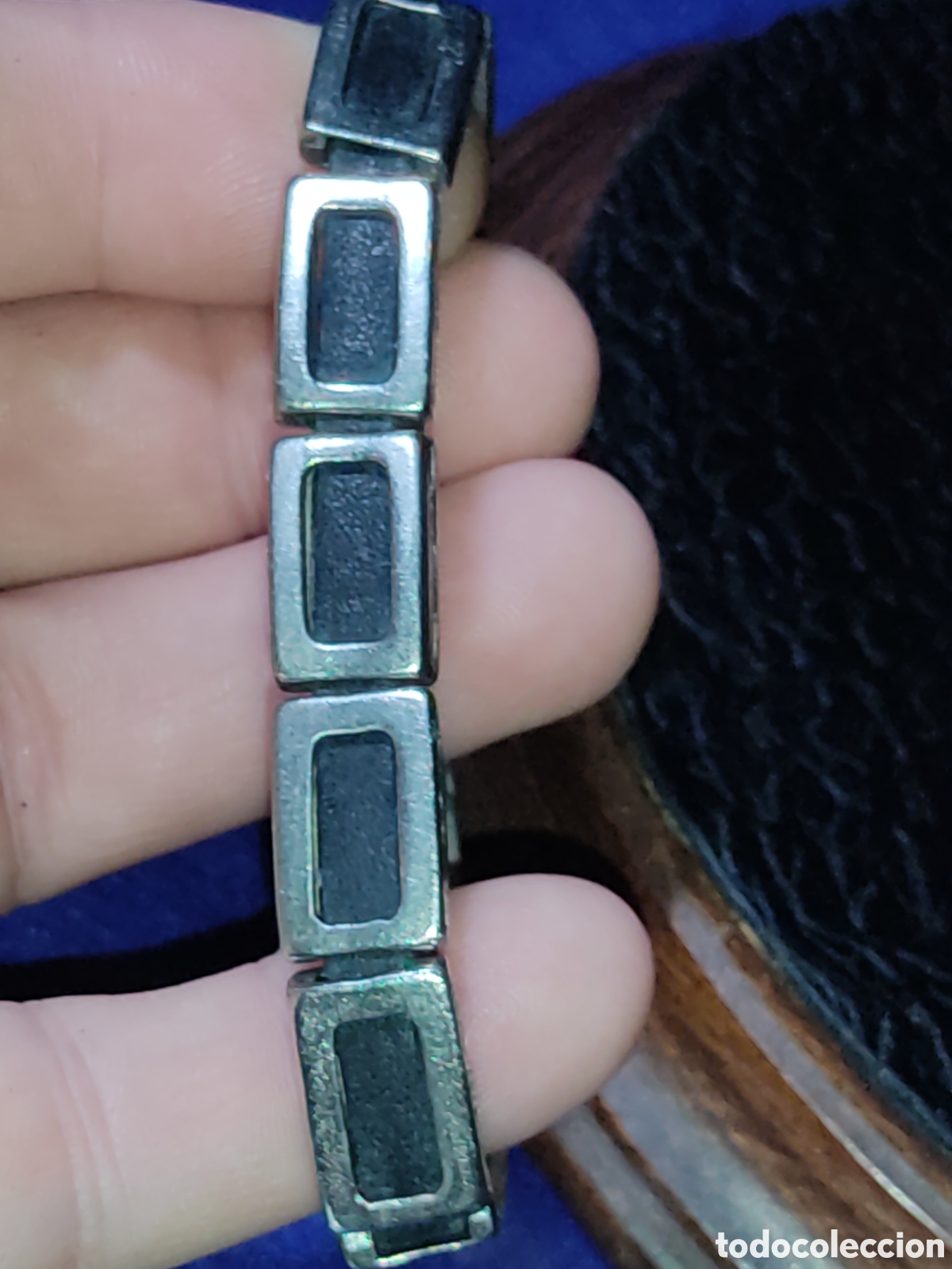 Joyeria: Pulsera plateada y cuero.Vintage. - Foto 6