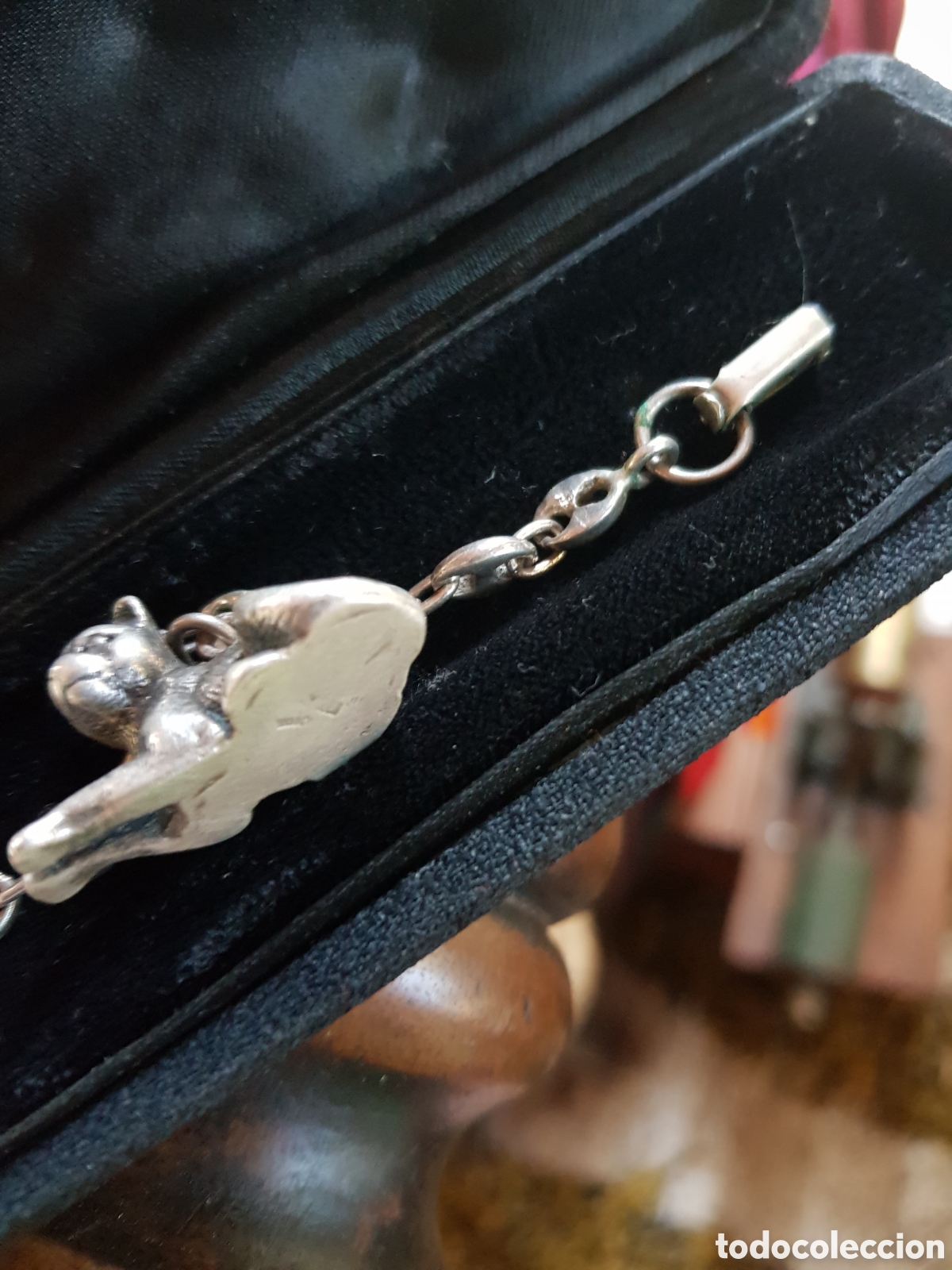 Joyeria: ANTIGUA PULSERA DE PLATA DE UN GATO - Foto 4
