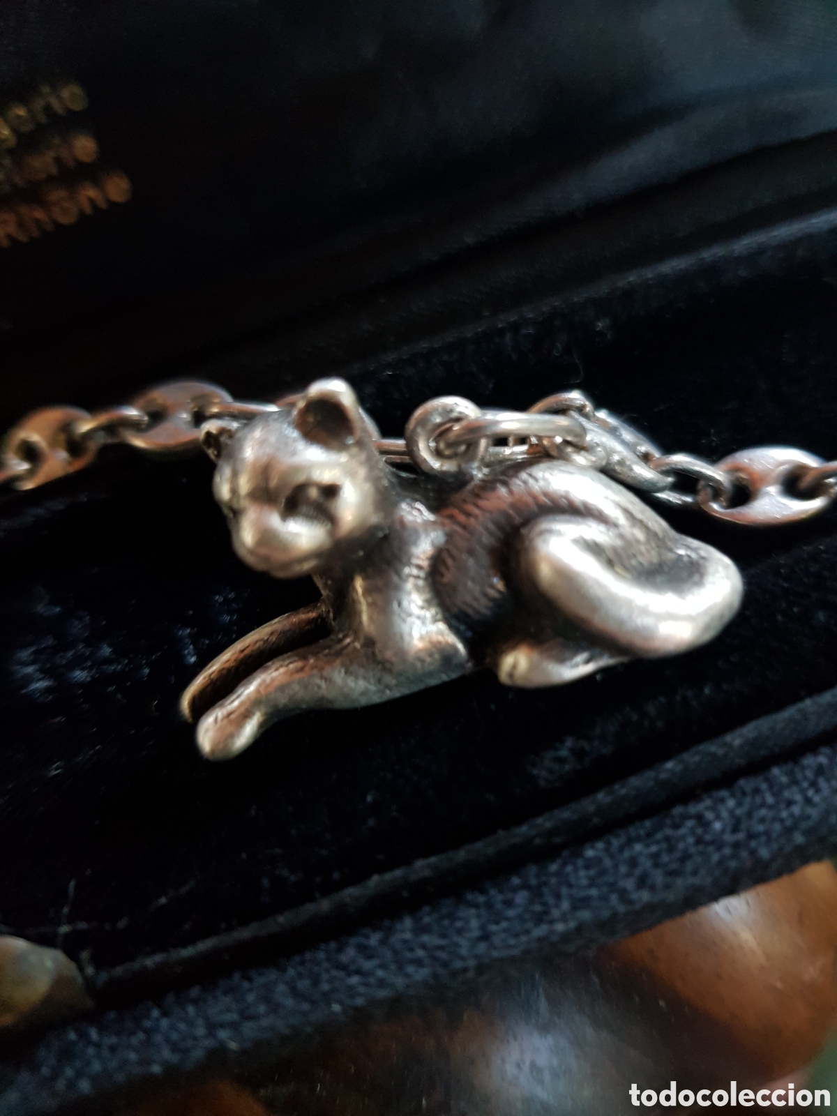 Joyeria: ANTIGUA PULSERA DE PLATA DE UN GATO - Foto 5