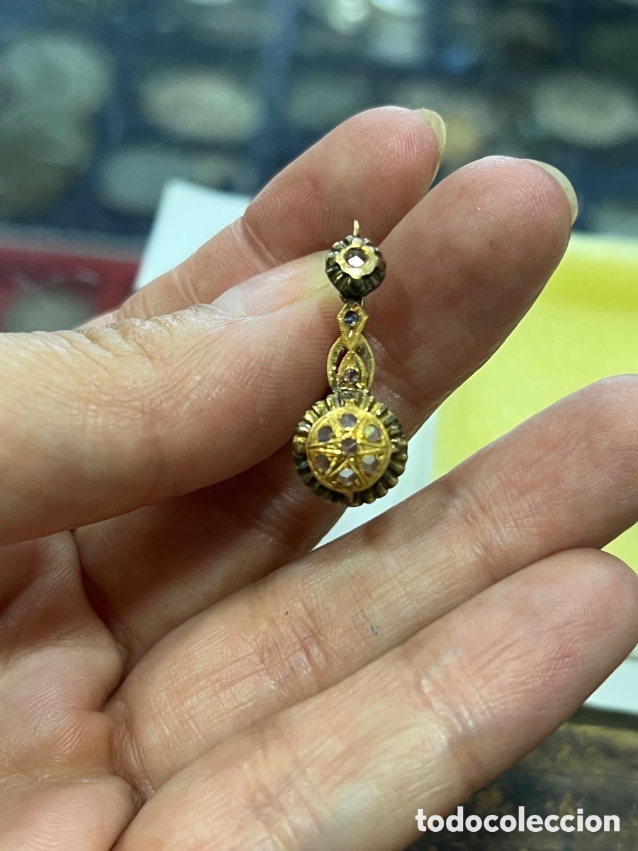 Joyeria: Bonitos pendientes antiguos oro de 18 klts - Foto 2