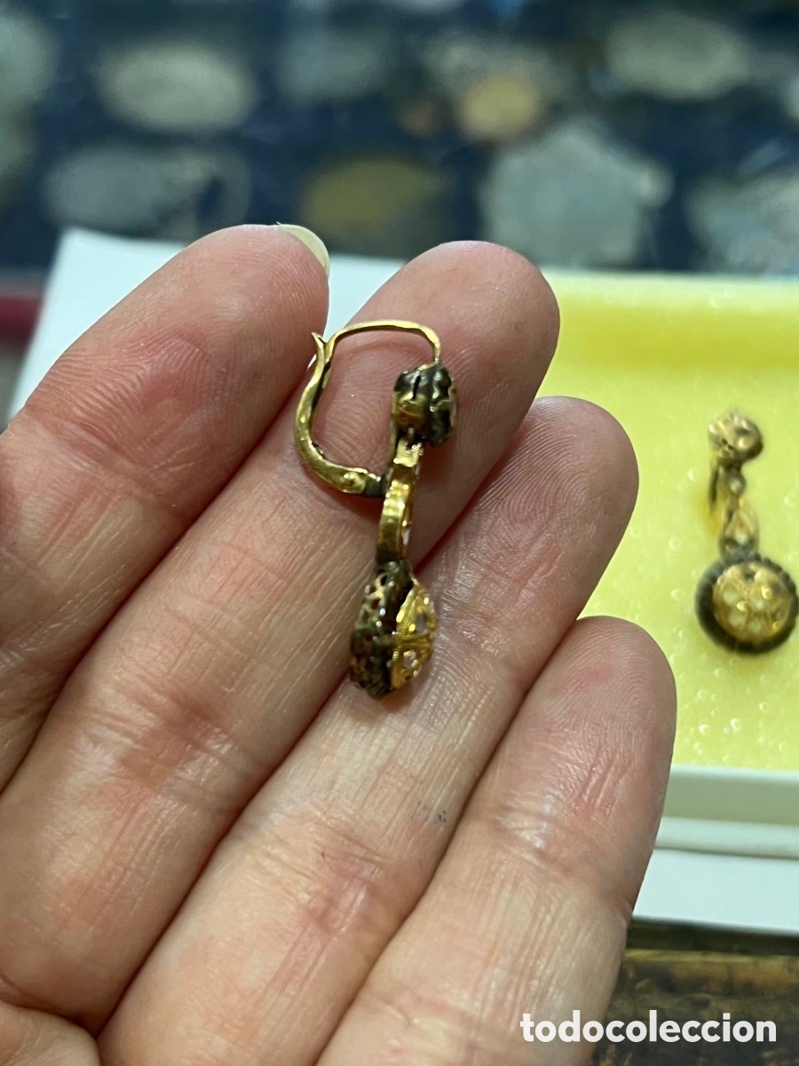 Joyeria: Bonitos pendientes antiguos oro de 18 klts - Foto 3