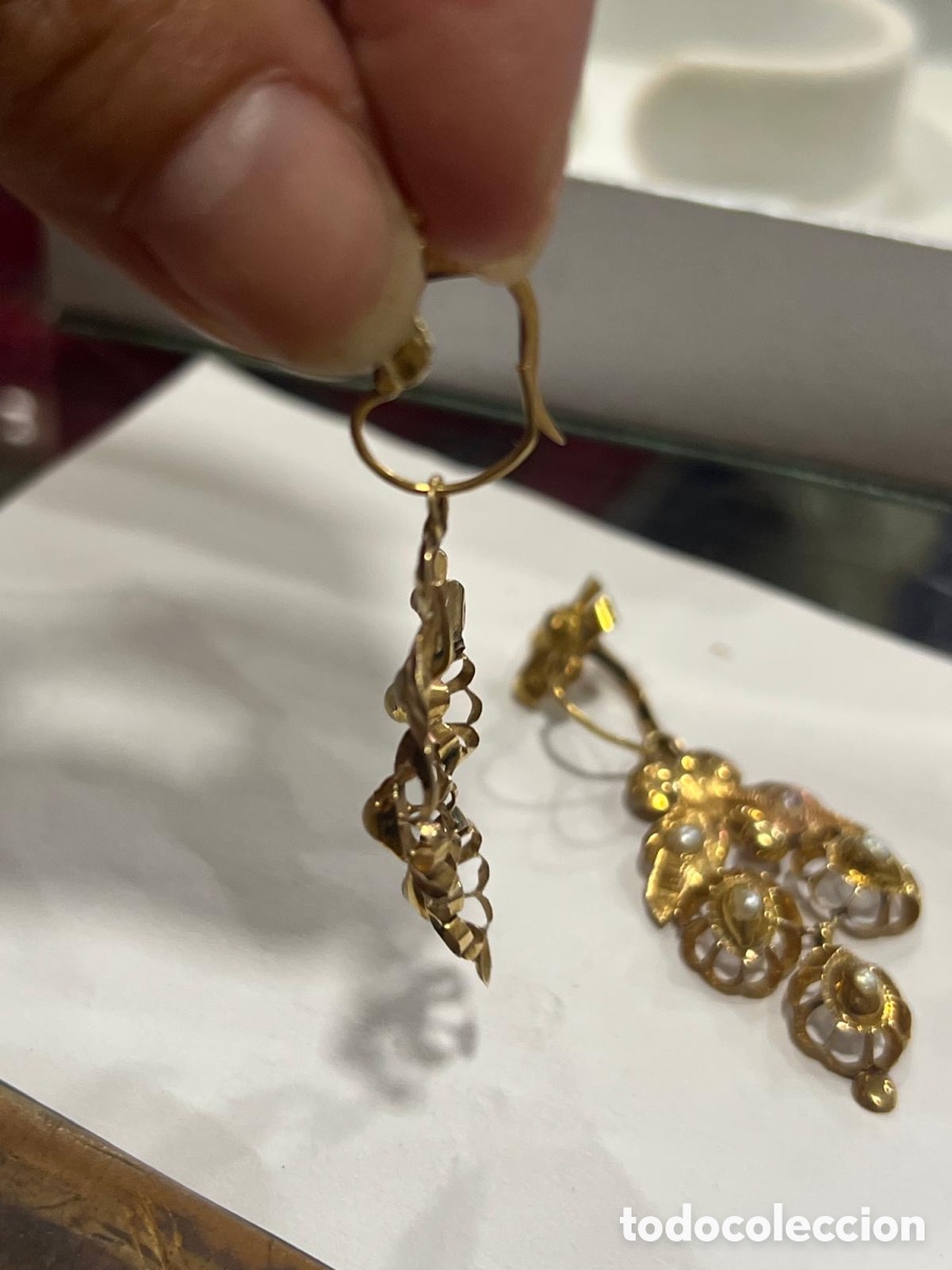 Joyeria: Preciosos pendientes largos oro de 18 klts y perlas - Foto 4