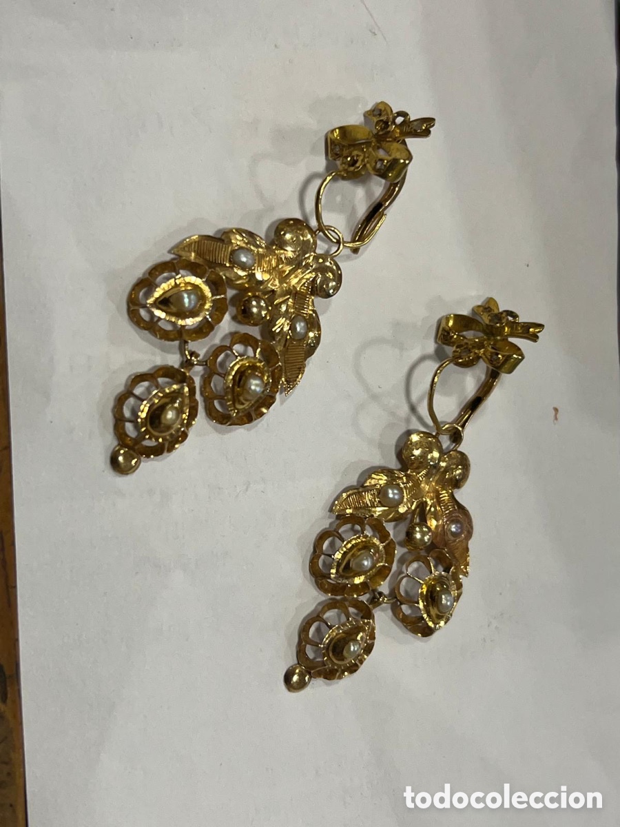 Joyeria: Preciosos pendientes largos oro de 18 klts y perlas - Foto 1