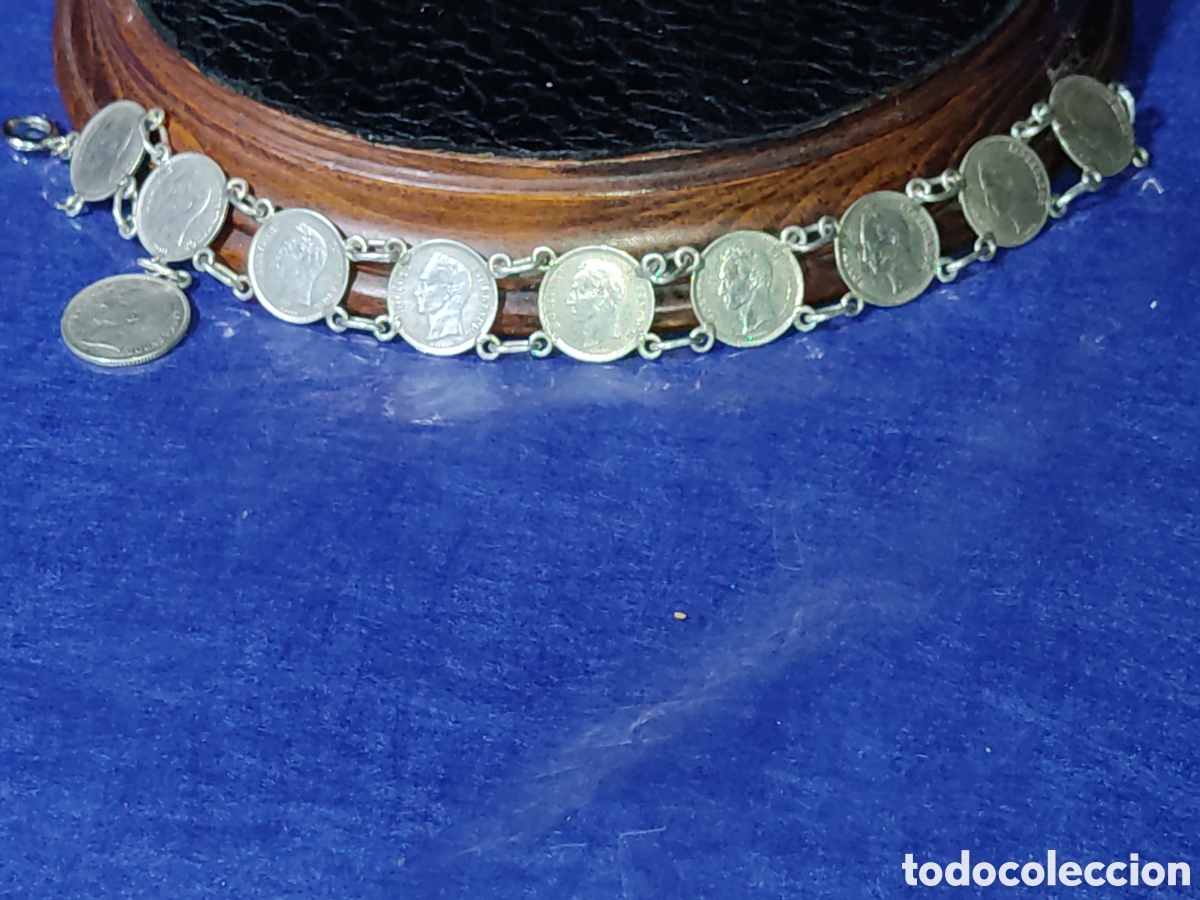 Joyeria: Pulsera de monedas de plata 25 c&eacute;ntimos 1954 de Venezuela. - Foto 2