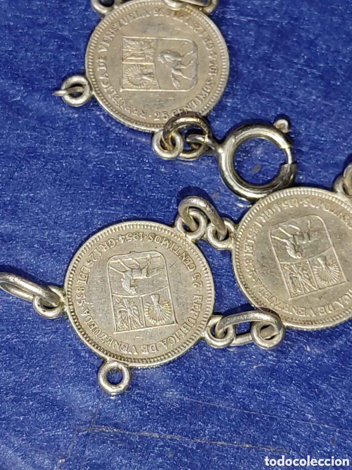 Joyeria: Pulsera de monedas de plata 25 c&eacute;ntimos 1954 de Venezuela. - Foto 6