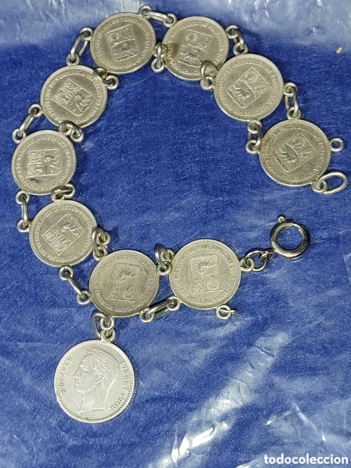 Joyeria: Pulsera de monedas de plata 25 c&eacute;ntimos 1954 de Venezuela. - Foto 7
