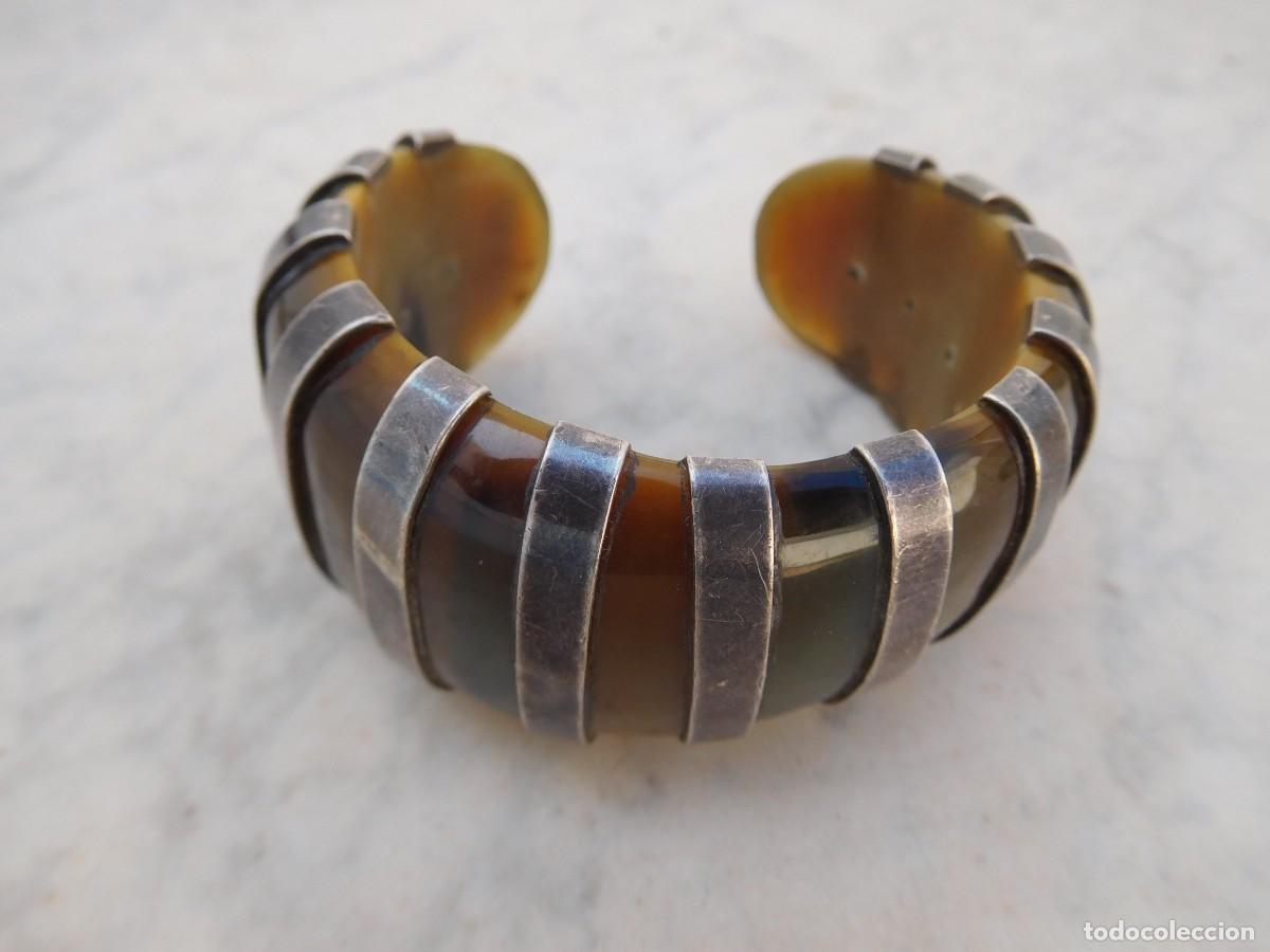Joyeria: Pulsera antigua de cuerno y plata - Foto 1