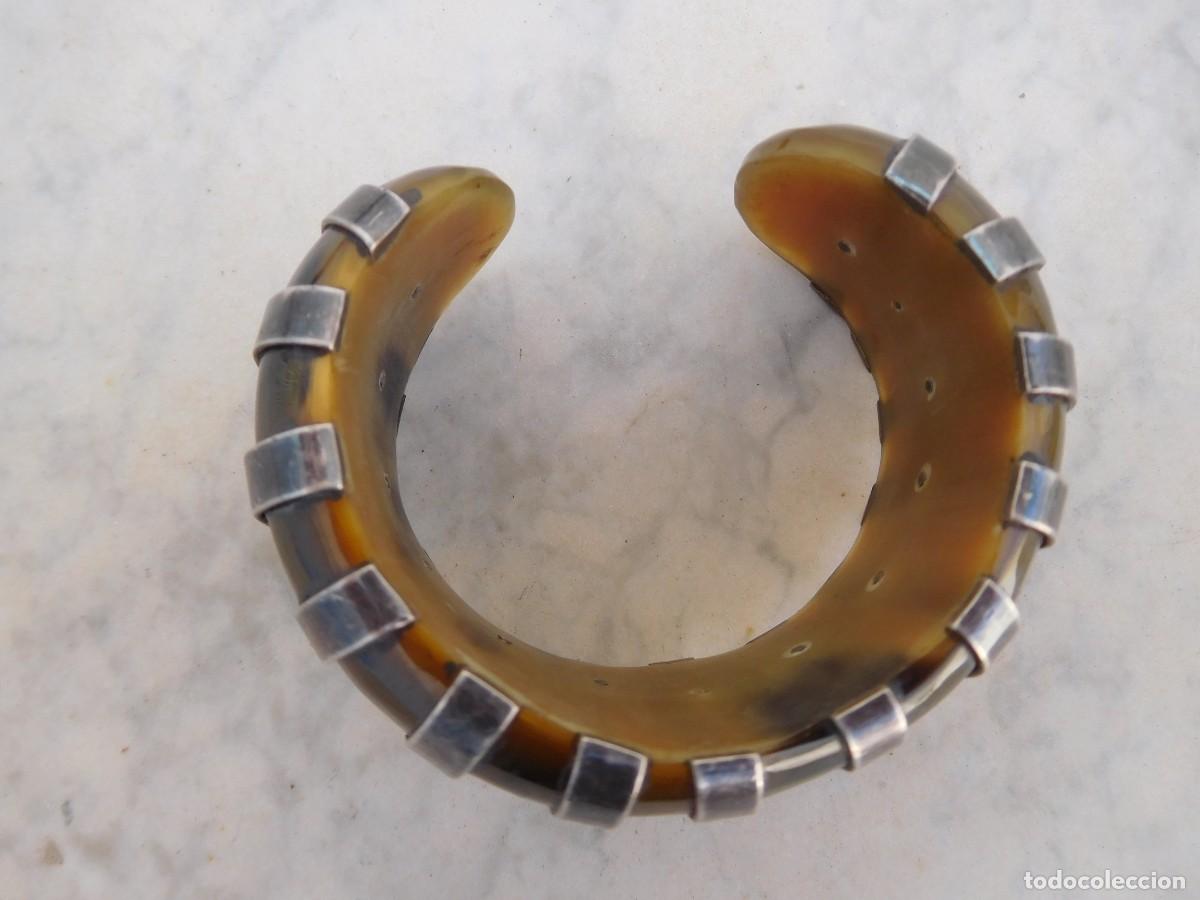 Joyeria: Pulsera antigua de cuerno y plata - Foto 2