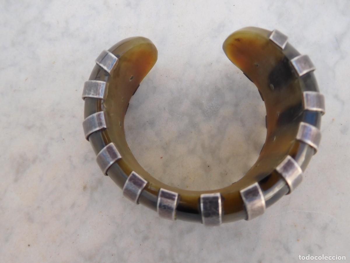 Joyeria: Pulsera antigua de cuerno y plata - Foto 3
