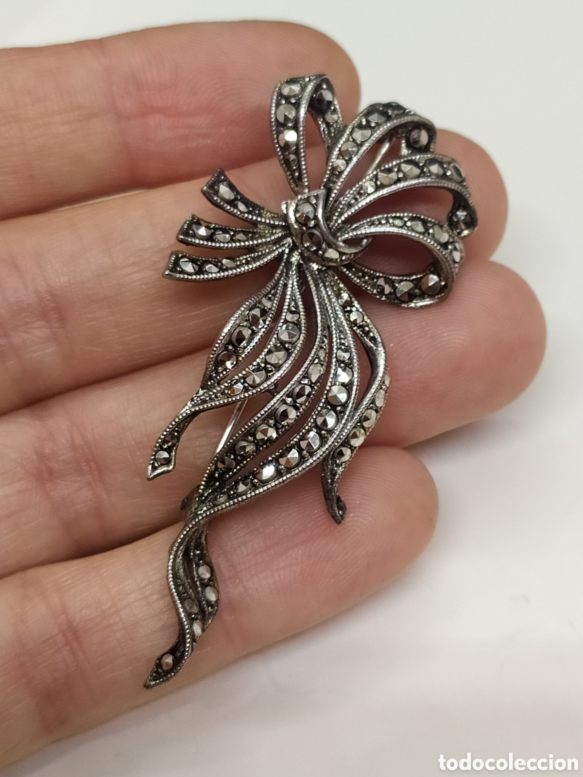 Joyeria: Broche plata y marquesitas. Lazo - Foto 3